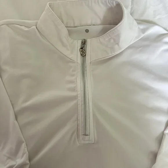 Sofibella UPF 50 Long Sleeve White Pullover 1/4 Zip Tennis Golf Womens Medium M - Picture 4 of 8